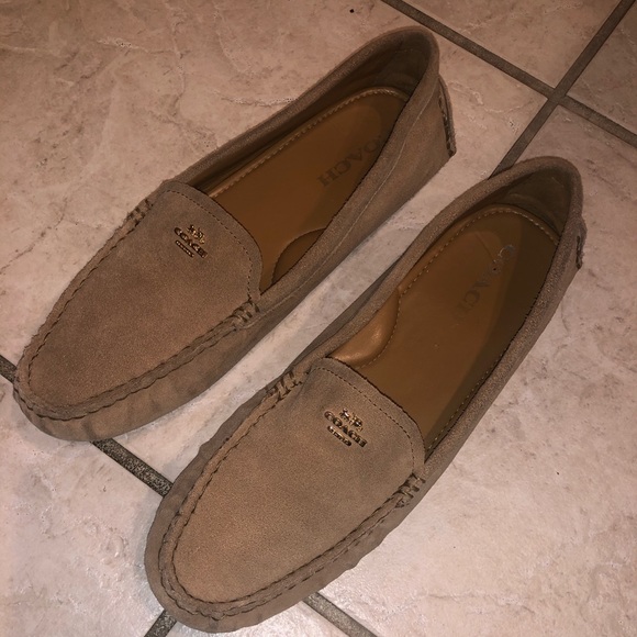 Tan Suede Coach Driving Moccasins - Picture 1 of 2